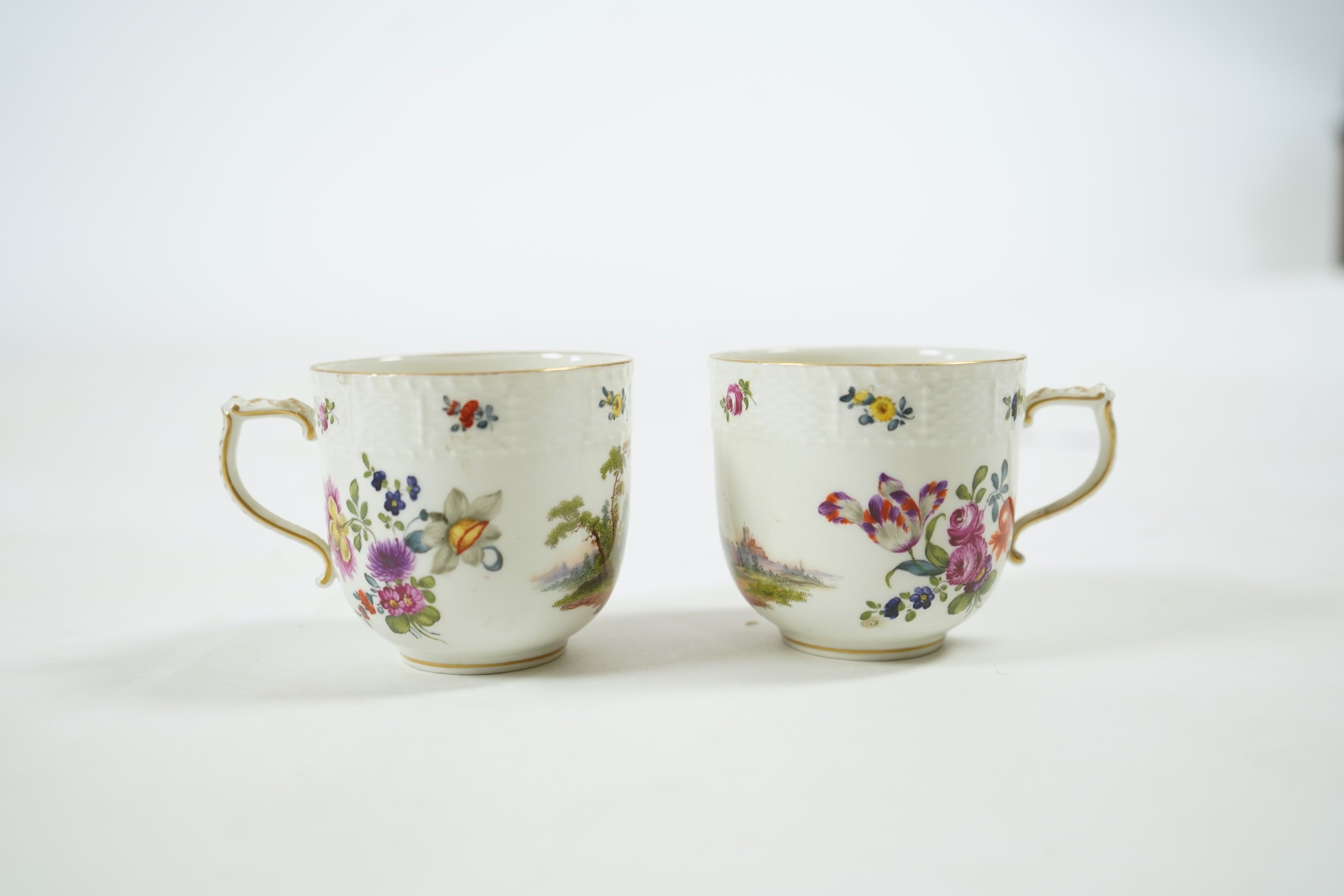 A late 19th century KPM Berlin porcelain tête-à-tête